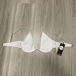 Boohoo White Bikini Top